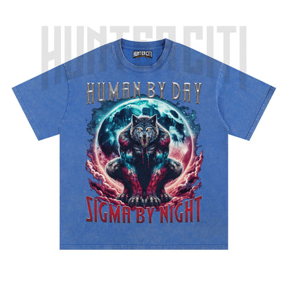 Human By Day Sigma By Night T-Shirt, Werewolf Sigma Meme Tee, Vintage Wolf Tshirt, Alpha Male Shirt, Lone Alpha Wolf Gift