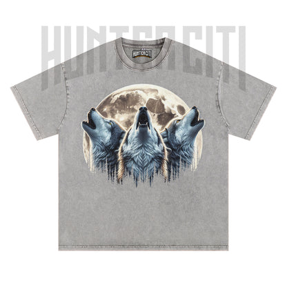 Three Wolf Moon T-Shirt, Vintage 90s Howling Wolf Graphic Tee, Wolf Pack Shirt, Oversize Acid Wash Unisex T-Shirt, Gift for Wolf Lovers