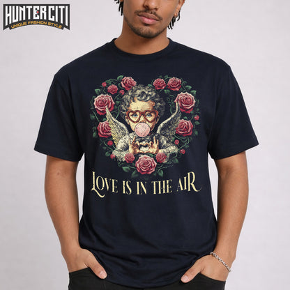 Retro Cupid Valentine Blowing Bubble T-Shirt – Bella+Canvas 3001 Cute Valentine Tee for Women & Men