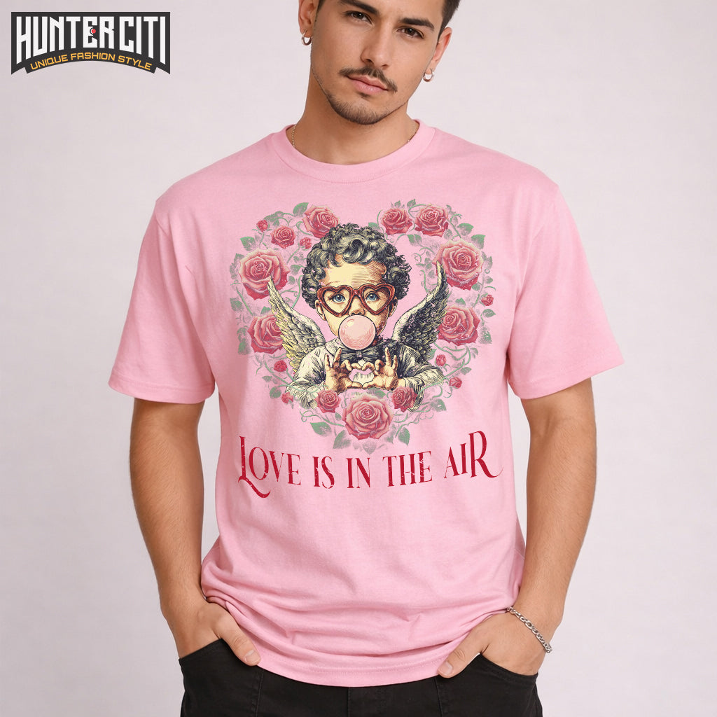 Retro Cupid Valentine Blowing Bubble T-Shirt – Bella+Canvas 3001 Cute Valentine Tee for Women & Men