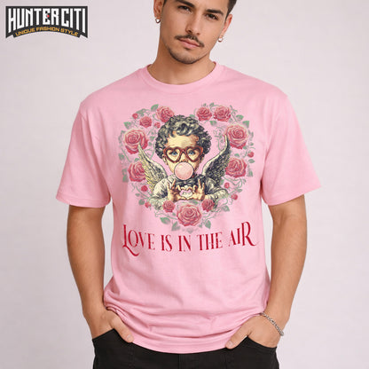 Retro Cupid Valentine Blowing Bubble T-Shirt – Bella+Canvas 3001 Cute Valentine Tee for Women & Men