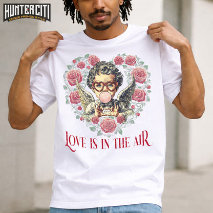 Retro Cupid Valentine Blowing Bubble T-Shirt – Bella+Canvas 3001 Cute Valentine Tee for Women & Men
