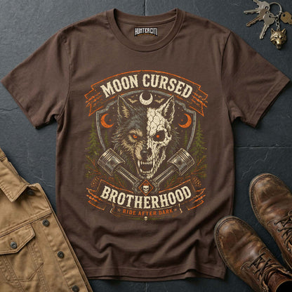 Moon Cursed Brotherhood - Ride After Dark Vintage Wolf Halloween T Shirt