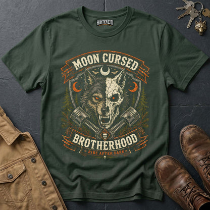Moon Cursed Brotherhood - Ride After Dark Vintage Wolf Halloween T Shirt