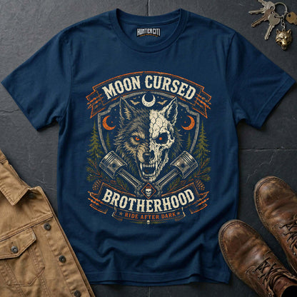 Moon Cursed Brotherhood - Ride After Dark Vintage Wolf Halloween T Shirt