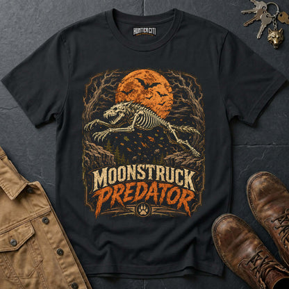 Moonstruck Predator - Running Skeleton Wolf Vintage Wolf Halloween T Shirt