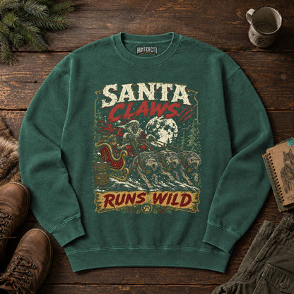 Santa Claws Runs Wild Wolf Sleigh Sweatshirt