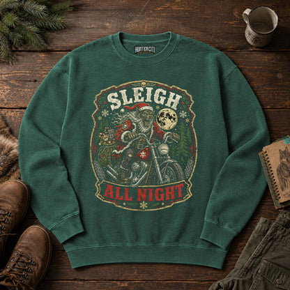 Sleigh All Night Werewolf Santa Biker Sweatshirt
