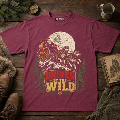 Driven By The Wild Wolf Sleigh Christmas Unisex T-Shirt