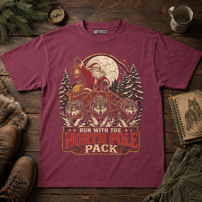 Santa Wolf Sleigh Vintage Christmas Unisex T-Shirt