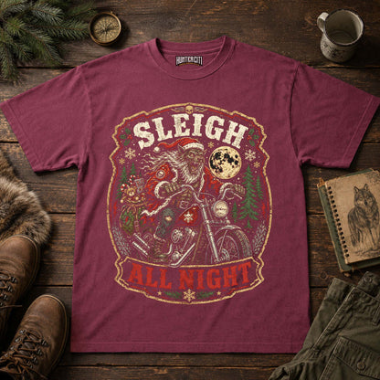 Sleigh All Night Werewolf Santa Biker T-Shirt