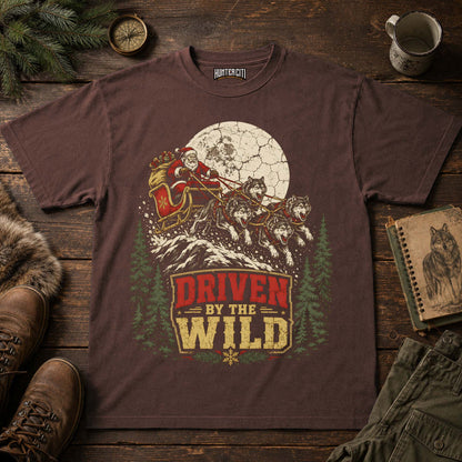 Driven By The Wild Wolf Sleigh Christmas Unisex T-Shirt