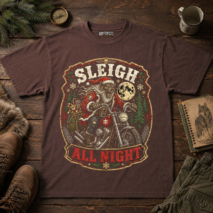 Sleigh All Night Werewolf Santa Biker T-Shirt