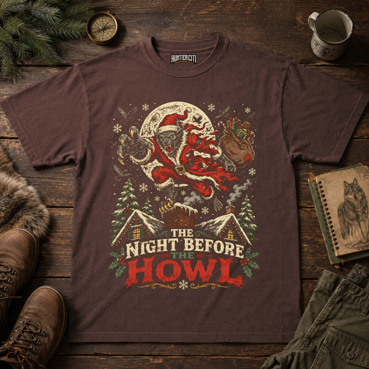 Night Before The Howl Werewolf Christmas T-Shirt