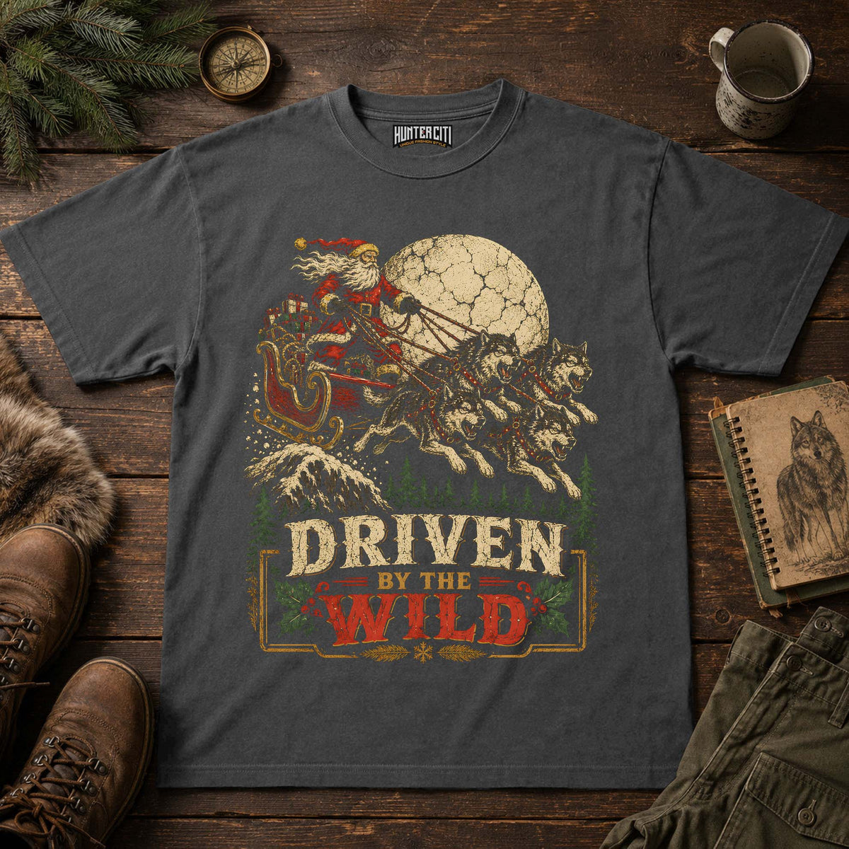 Driven By The Wild Santa Wolf Pack T-Shirt