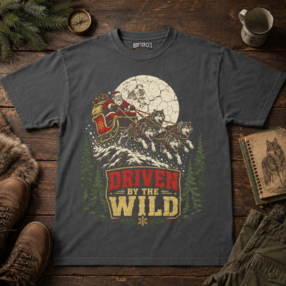 Driven By The Wild Wolf Sleigh Christmas Unisex T-Shirt