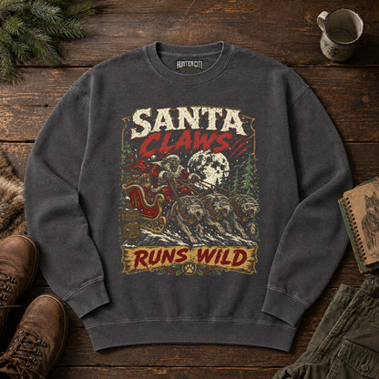 Santa Claws Runs Wild Wolf Sleigh Sweatshirt