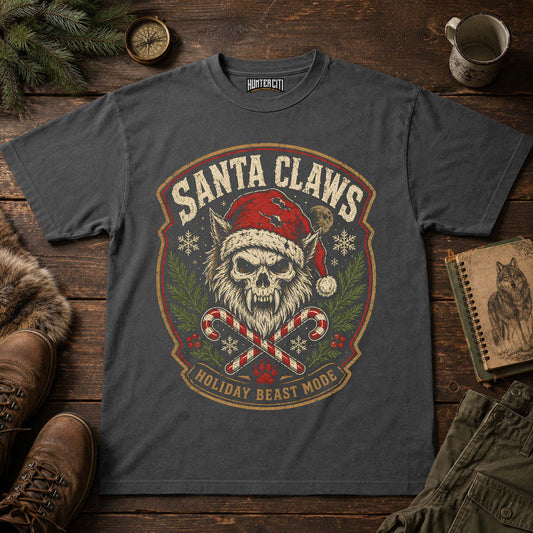 Santa Claws Holiday Beast Mode Christmas T-Shirt