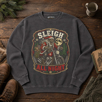 Sleigh All Night Werewolf Santa Biker Sweatshirt