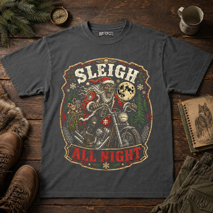 Sleigh All Night Werewolf Santa Biker T-Shirt