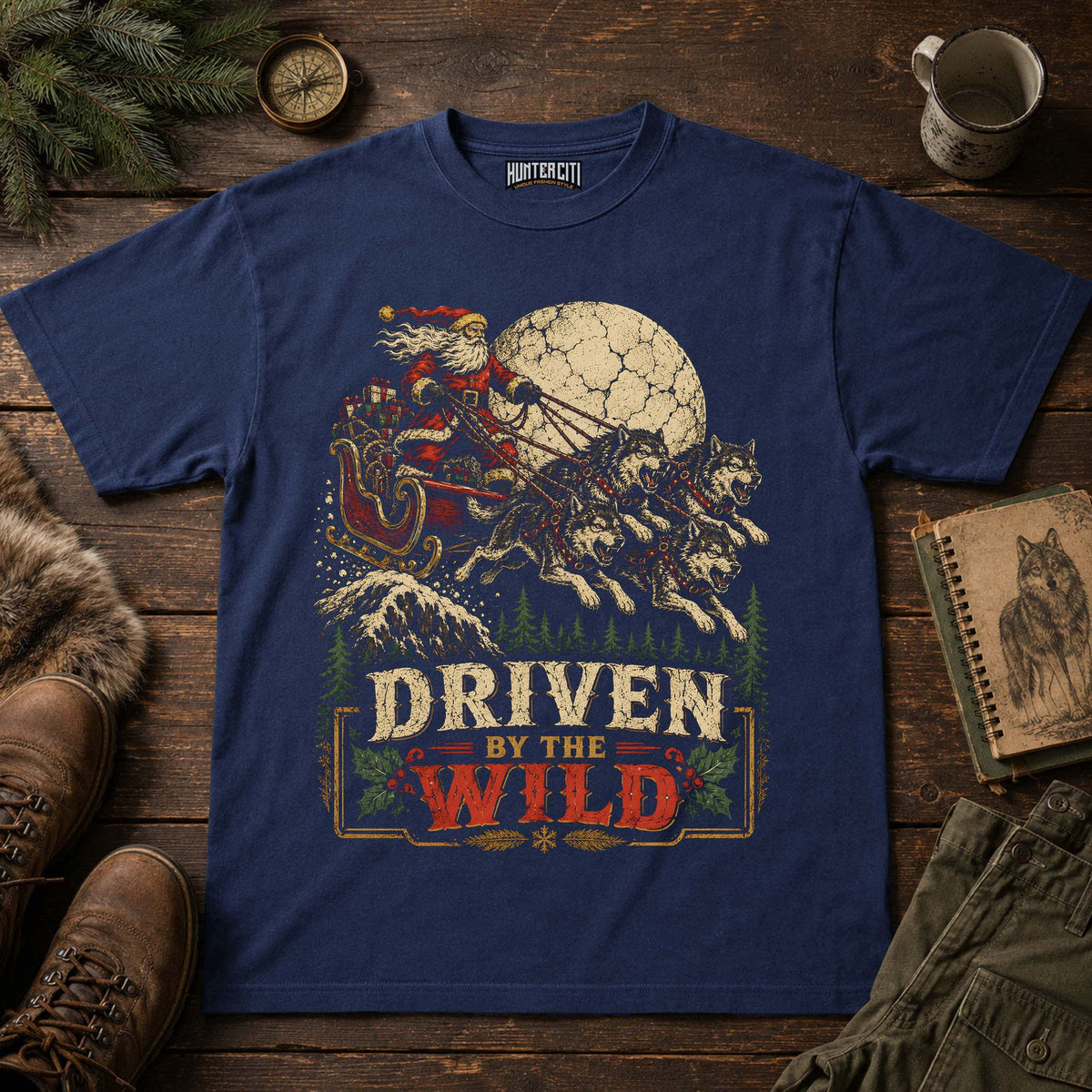 Driven By The Wild Santa Wolf Pack T-Shirt