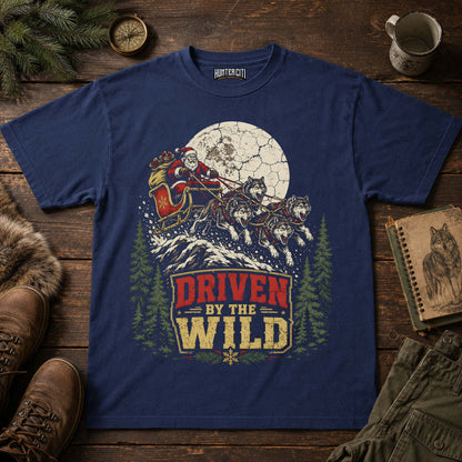 Driven By The Wild Wolf Sleigh Christmas Unisex T-Shirt