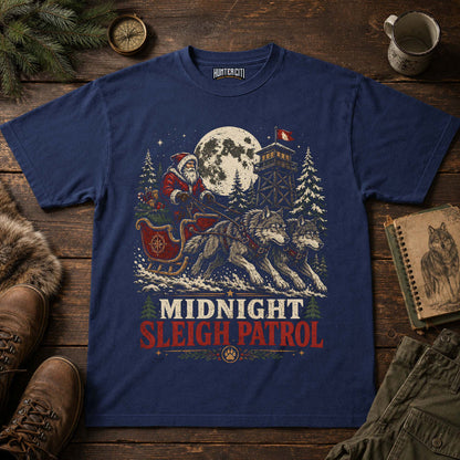 Midnight Sleigh Patrol Wolf Christmas Unisex T-Shirt