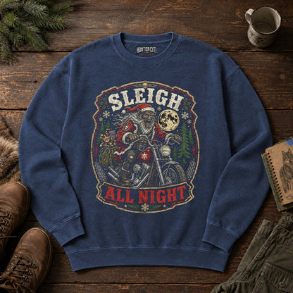 Sleigh All Night Werewolf Santa Biker Sweatshirt