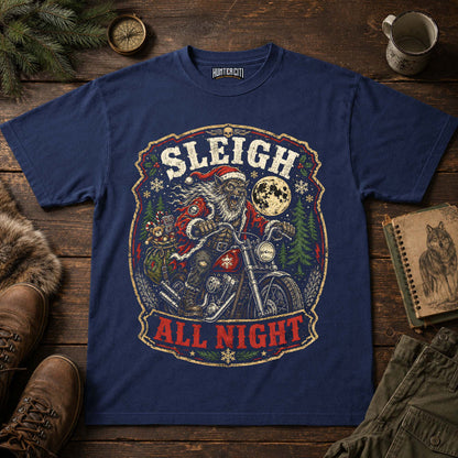 Sleigh All Night Werewolf Santa Biker T-Shirt