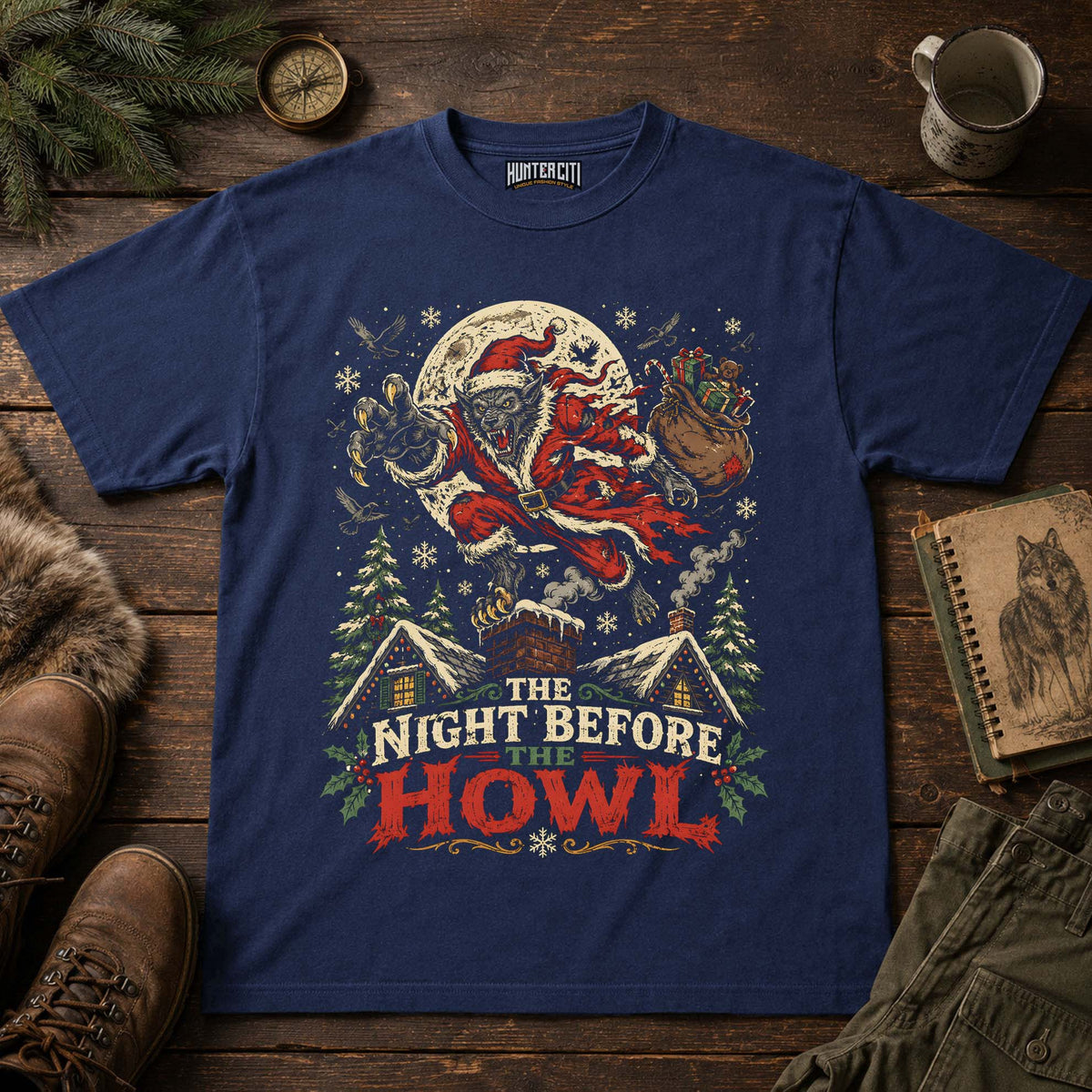 Night Before The Howl Werewolf Christmas T-Shirt