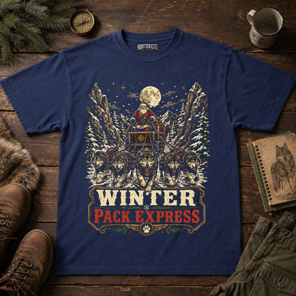 Winter Pack Express Wolf Sleigh Christmas T-Shirt