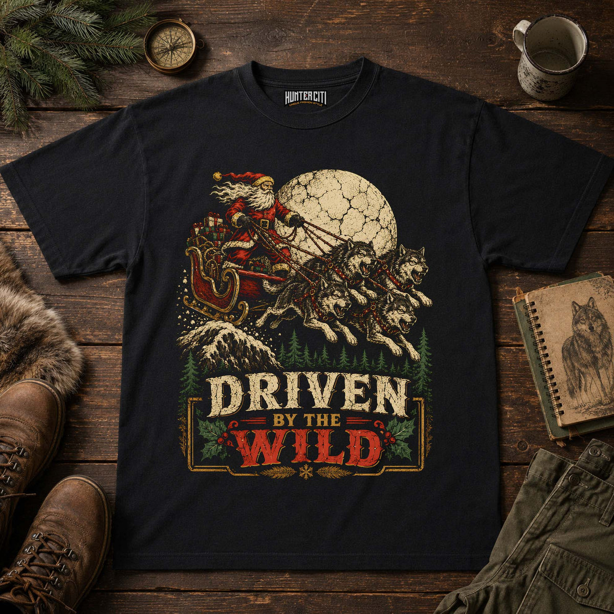 Driven By The Wild Santa Wolf Pack T-Shirt