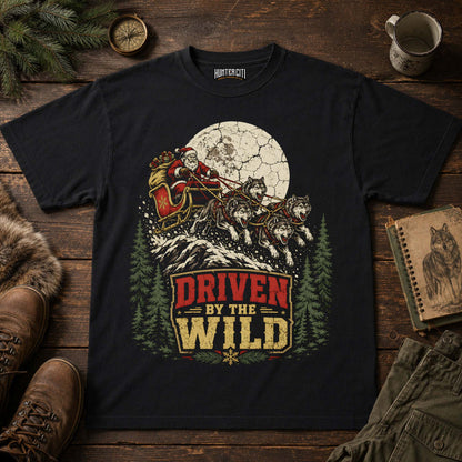 Driven By The Wild Wolf Sleigh Christmas Unisex T-Shirt