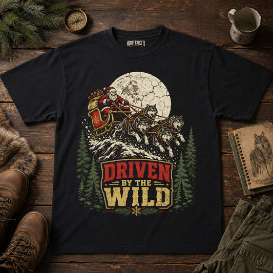 Driven By The Wild Wolf Sleigh Christmas Unisex T-Shirt