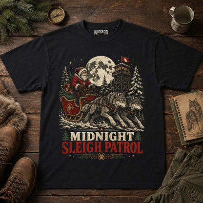 Midnight Sleigh Patrol Wolf Christmas Unisex T-Shirt