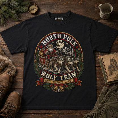 North Pole Wolf Team Vintage Christmas T-Shirt