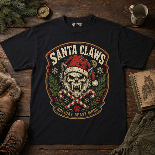 Santa Claws Holiday Beast Mode Christmas T-Shirt