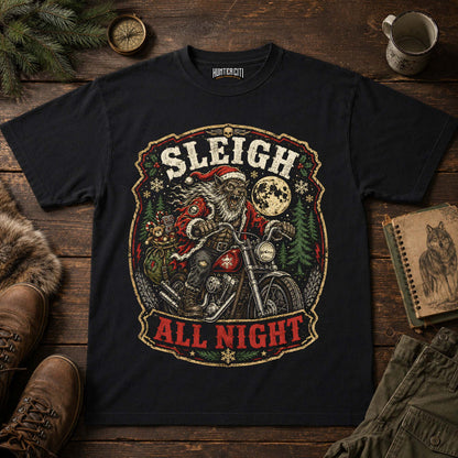 Sleigh All Night Werewolf Santa Biker T-Shirt