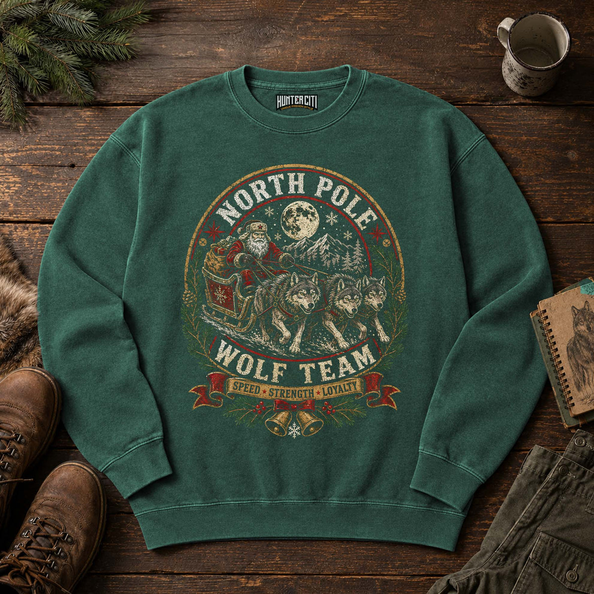 North Pole Wolf Team Vintage Christmas Sweatshirt