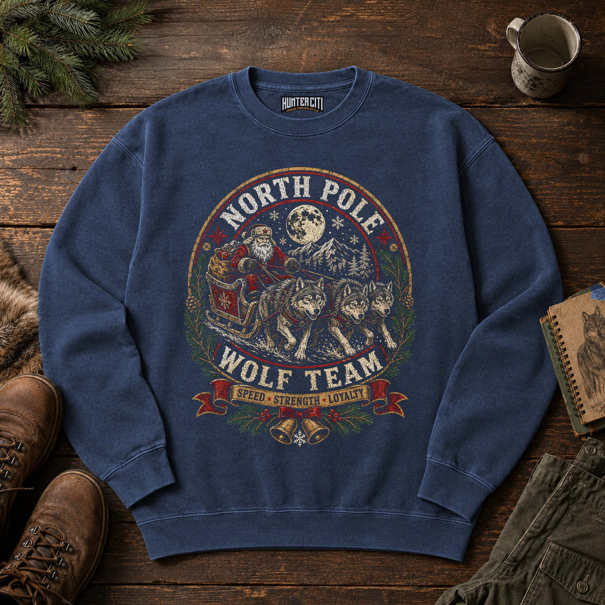 North Pole Wolf Team Vintage Christmas Sweatshirt