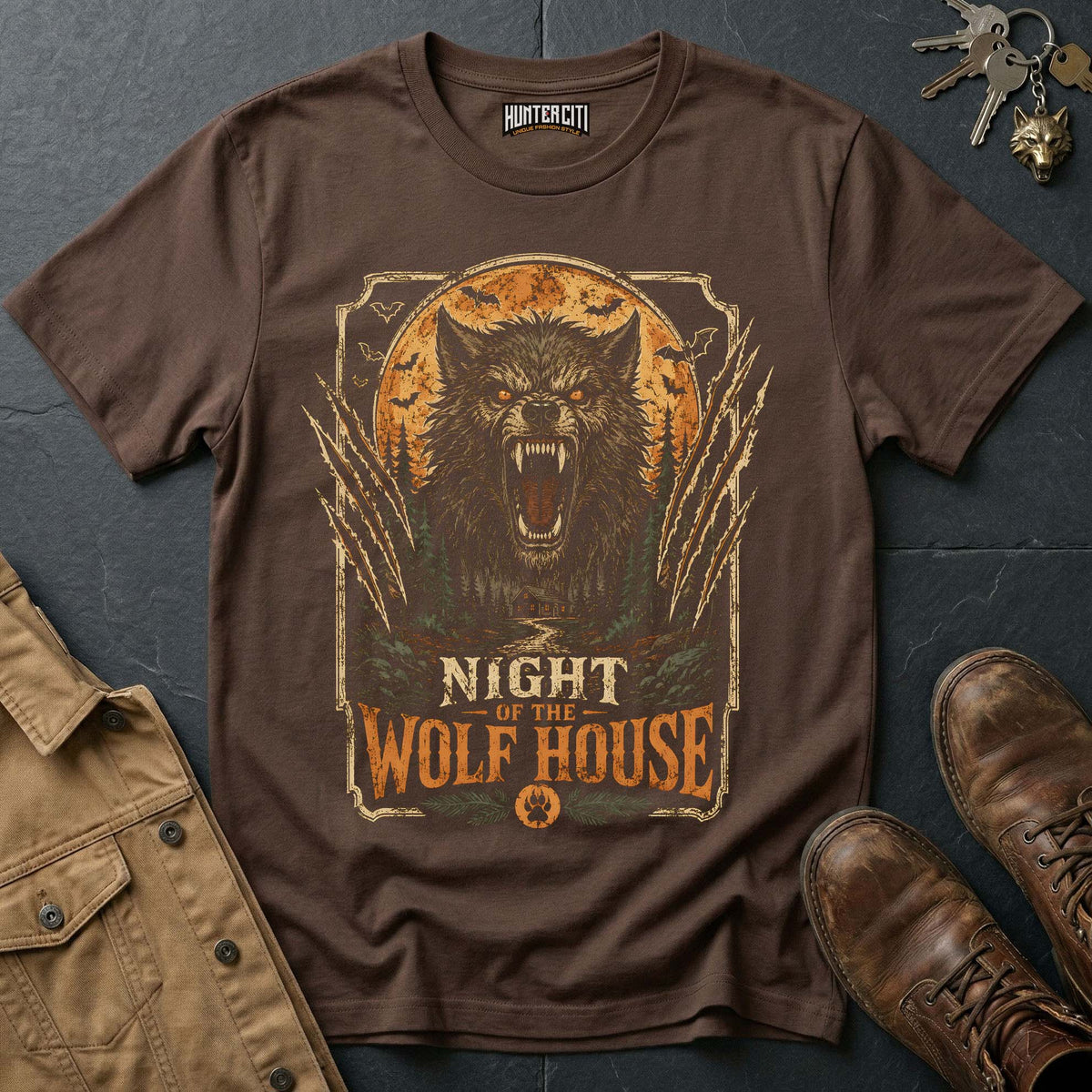 Night of the Wolf House - Vintage Werewolf Terror Vintage Wolf Halloween T Shirt