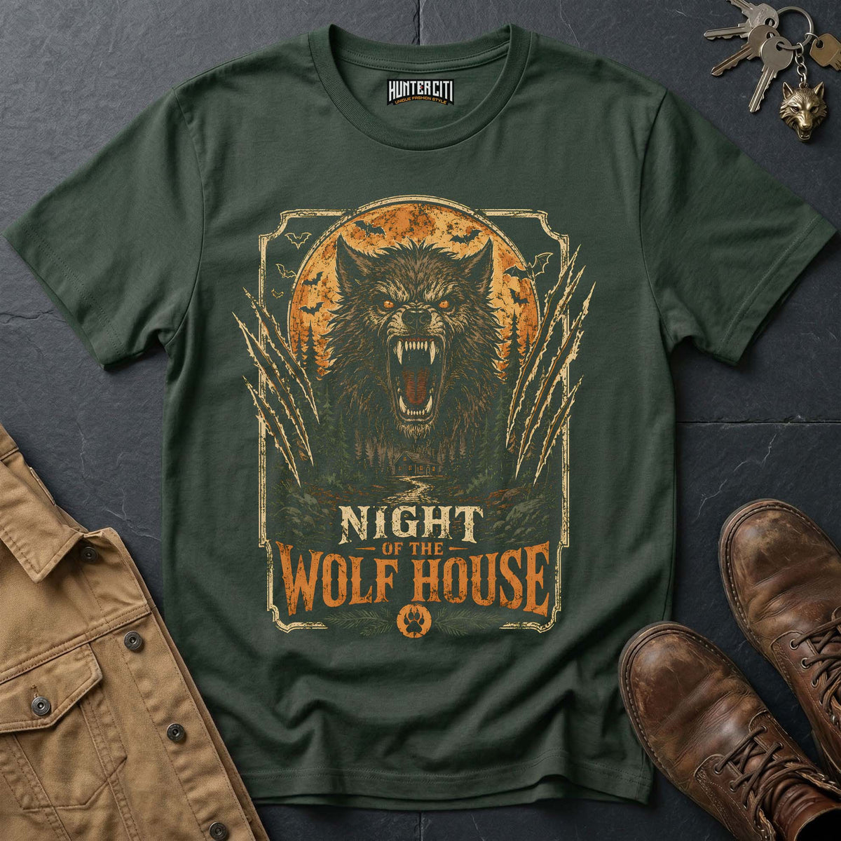 Night of the Wolf House - Vintage Werewolf Terror Vintage Wolf Halloween T Shirt