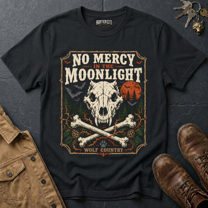 No Mercy in the Moonlight - Wolf Skull Vintage Wolf Halloween T Shirt