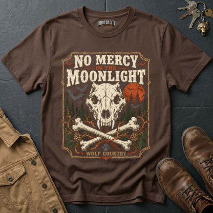 No Mercy in the Moonlight - Wolf Skull Vintage Wolf Halloween T Shirt