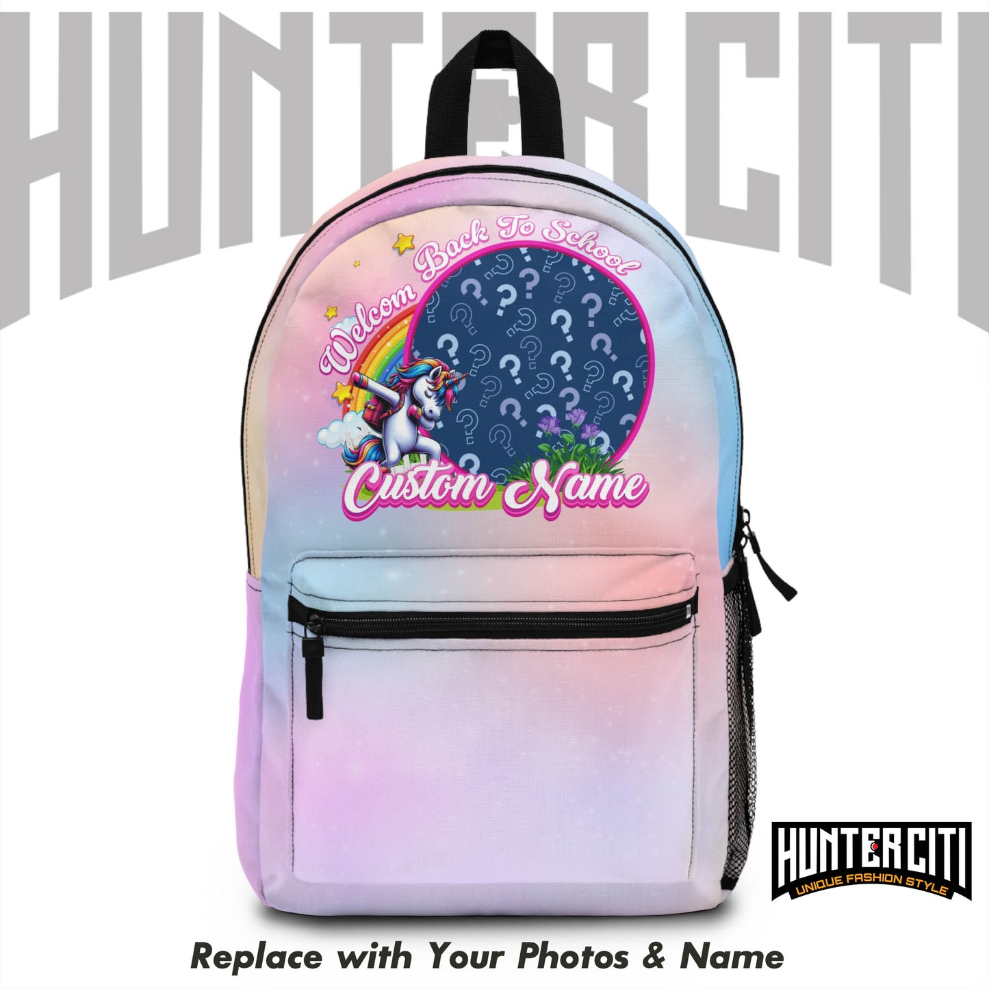 Personalised childs backpack – Custom Name & Photo | Astronaut, Unicorn, Dinosaur, Tie Dye Designs