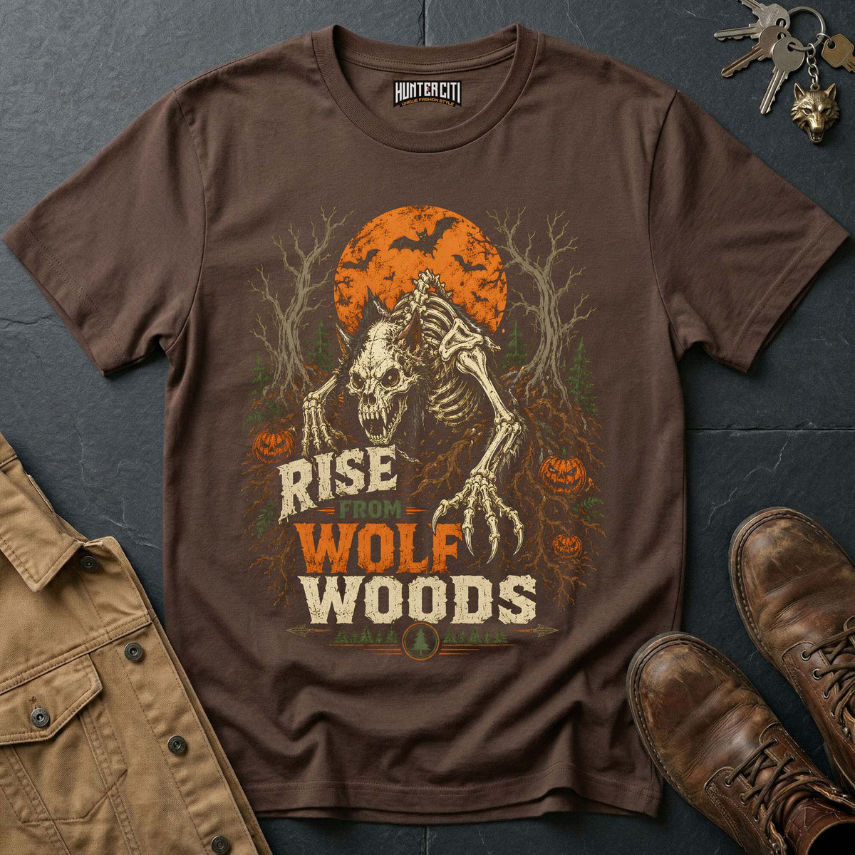 Rise From Wolf Woods - Moonlit Werewolf Vintage Wolf Halloween T Shirt