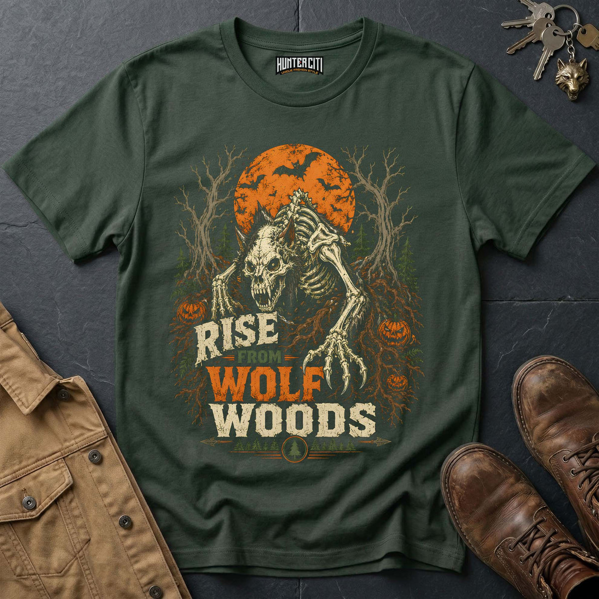 Rise From Wolf Woods - Moonlit Werewolf Vintage Wolf Halloween T Shirt