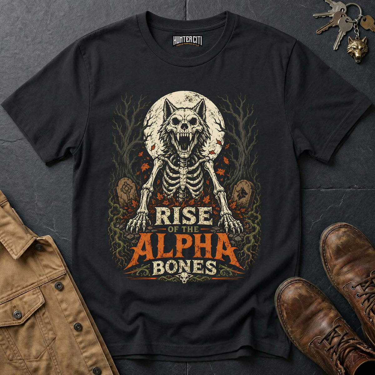 Rise of the Alpha Bones - Undead Wolf Vintage Wolf Halloween T Shirt