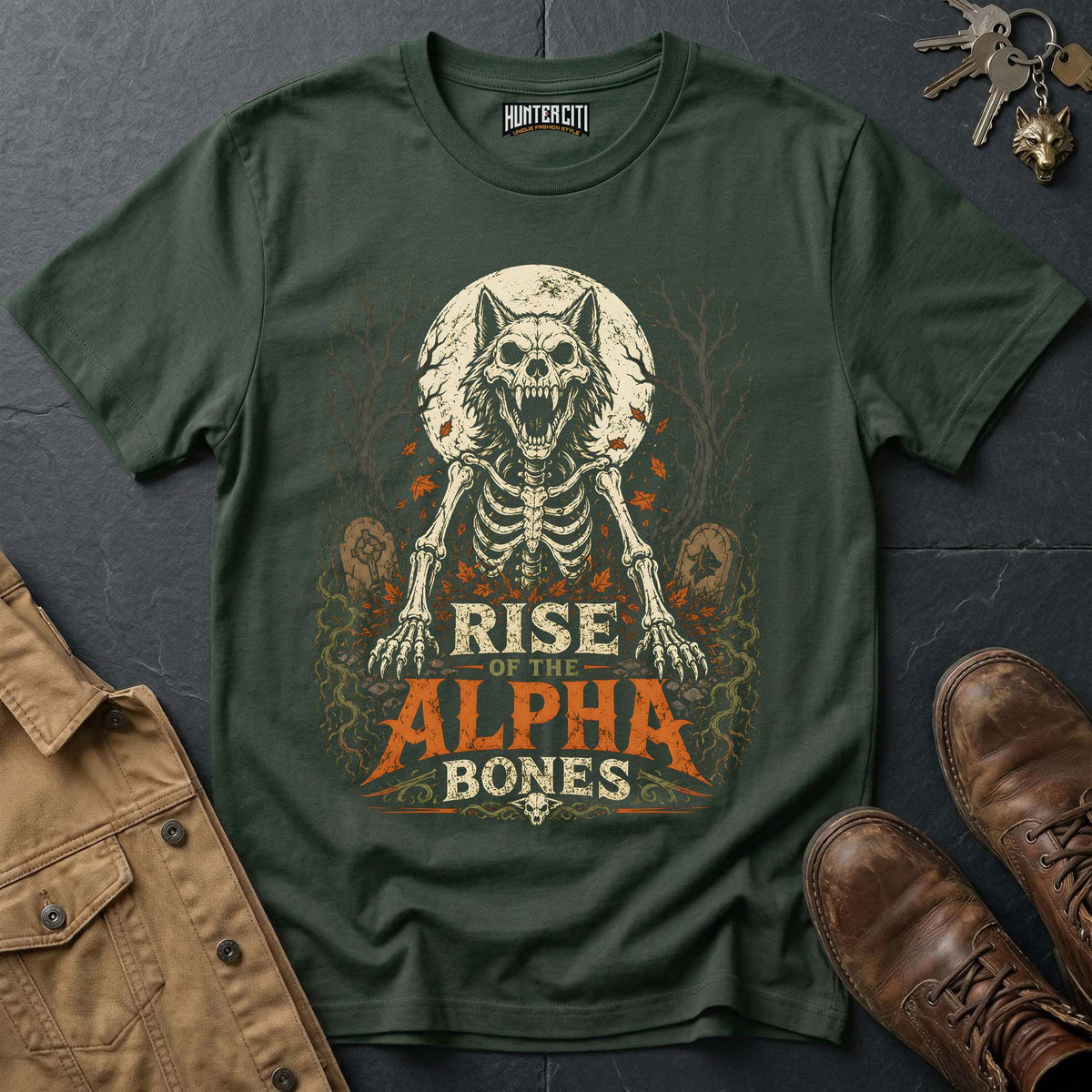Rise of the Alpha Bones - Undead Wolf Vintage Wolf Halloween T Shirt