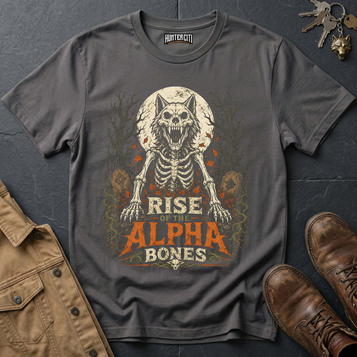 Rise of the Alpha Bones - Undead Wolf Vintage Wolf Halloween T Shirt